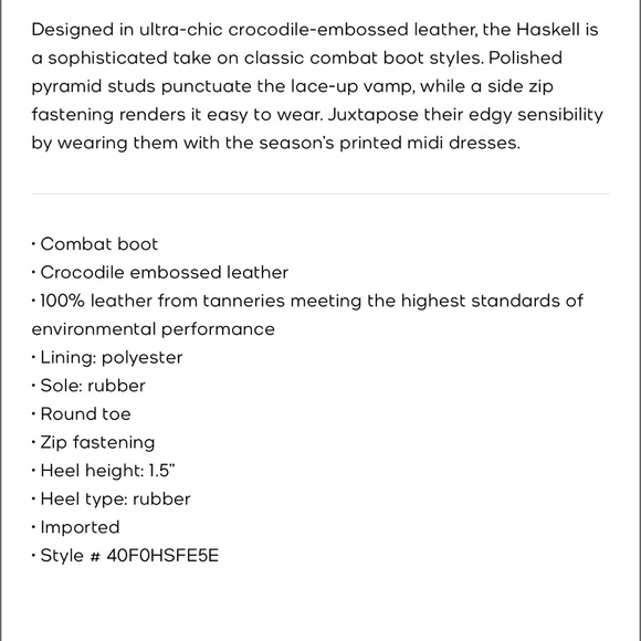 Michael Kors Haskell Crocodile Embossed Leather
Combat Boot - Picture 7 of 7